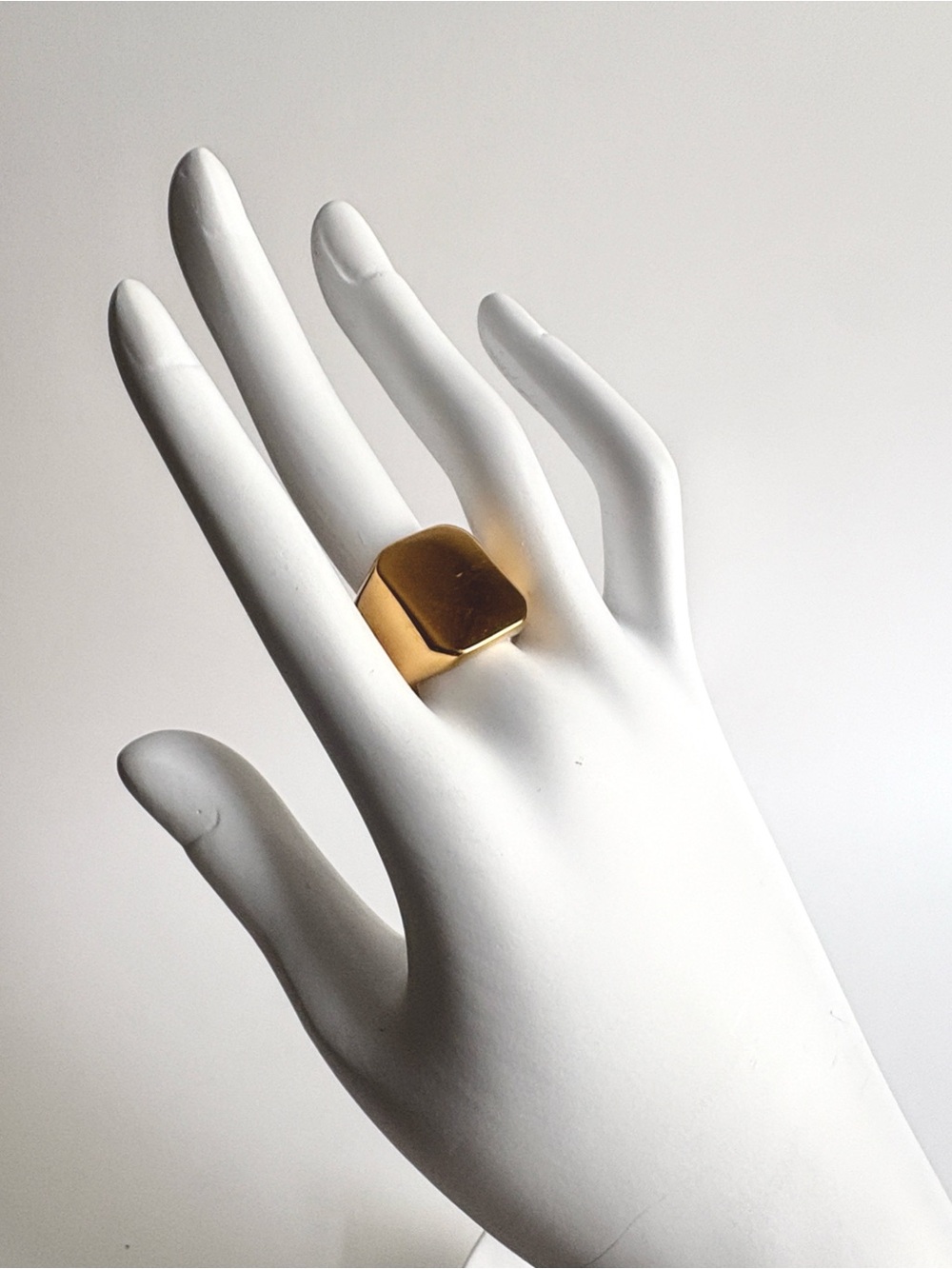 Gold Square Signet Statement Ring Size 10 Bold Minimal Jewelry